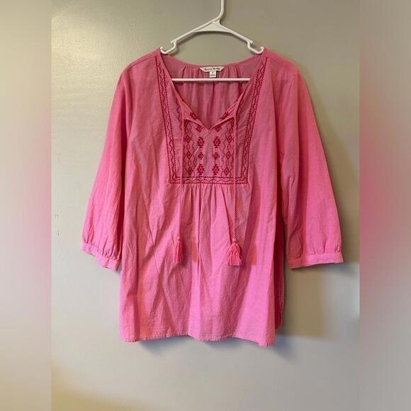 Studio Works embroidered blouse with tie neck and tassels - Picture 1 of 5